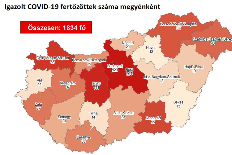 Meghalt újabb 16 beteg, 1800 fölé emelkedett a koronavírus-fertőzöttek száma